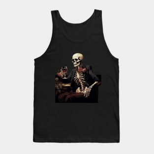 Skeleton with Wine Tank Top